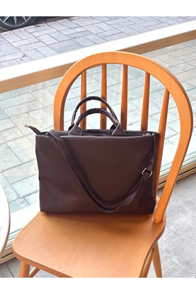 LEVA Kahverengi Deri büyük çanta
