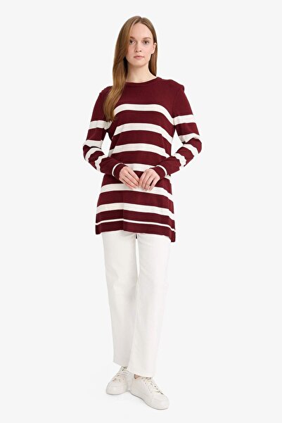 DeFacto Regular Fit Crew Neck Striped Sweater Tunic (25 Wn)