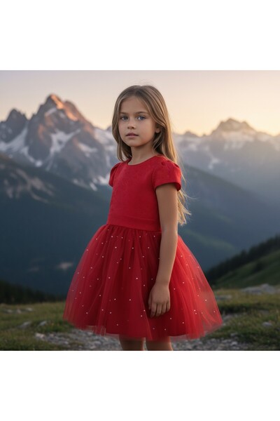 FESSHERA KİDS Girls' Dress Special Occasion and Party Dress Princess Model Back Detailed Bow Evening Dress