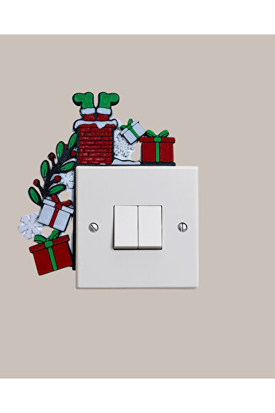 Genel Markalar Kırmızı Noel Baba Baca Yılbaşı Işık Kenar Süsü, sevinçli ve şı...