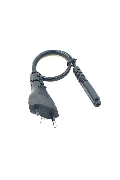 OEM Power cable EURO male - type 2 pin female 20cm straight 2x0.75mm2 2.5A 250V black