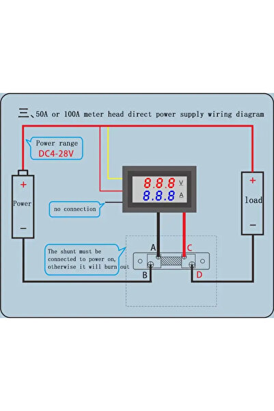 OEM Voltmeter and Ammeter 0-50A red DC 4-30V VOLT/AMP 50A