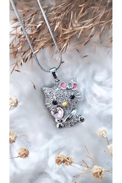 Serenity Prenses Taçlı Hello Kity Çelik Kolye