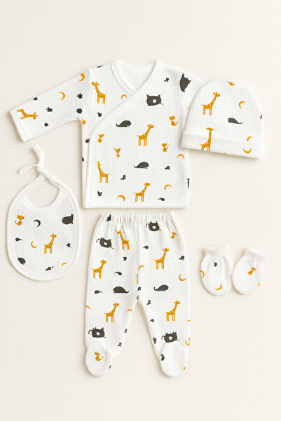 OMY 5-Piece Hospital Release 100% Cotton Set with Tie-And-Flip Pattern for Newborn Extra Comfort