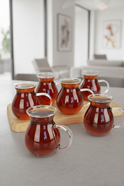 EVONİTA 6’lı Borosilikat Cam Çay Bardağı Seti – Isıya Dayanıklı, Hafif, Şık S...