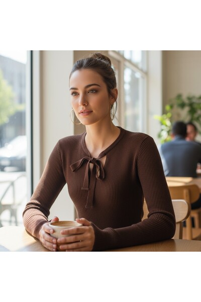 Mandala Tekstil Kadın Triko Body Fiyonklu