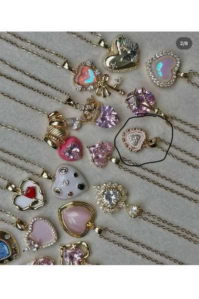 Kokoş Mini Heart Powder Pink and Gold Detail