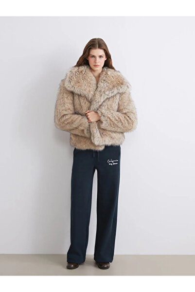 LC Waikiki XSIDE Kahverengi Ceket Yaka Kadın Kürk Mont