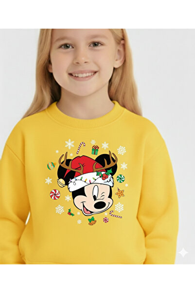 LİTTLE TORTOİSE Girl's New Year Christmas Special Printed Sweatshirt Tracksuit Set