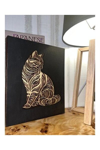 OEM Operă de artă din lemn – Design artistic 3D cu pisică