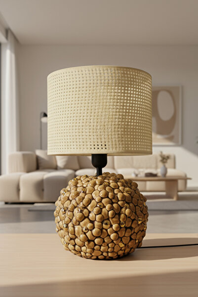 Otti Otte Gild-Brown Ekru Hasır Başlıklı Modern Masa Lambası Abajur