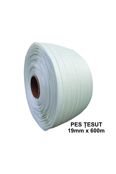 OEM Bandă țesută PES 19 mm x 600 m, 520 kgf, miez de 76 mm