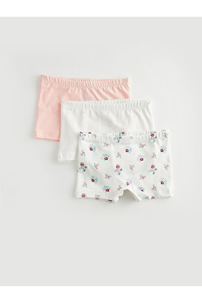 LC Waikiki طقم بوكسر مكون من 3 قطع مطبوع وخصر مطاطي للفتيات الصغيرات