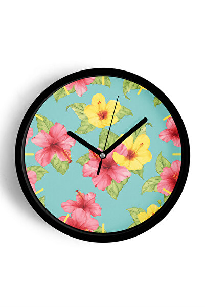 JHAAR Ceas de perete modern cu tematică florală abstractă - 35 cm - Carcasă n...