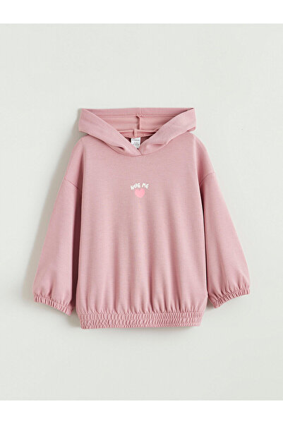 LC Waikiki Peak New Season Hooded Printed Girls' Sweatshirt