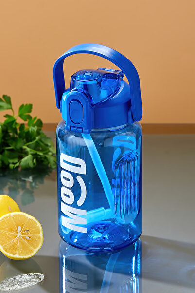 espashome Sports Water Bottle - 1000 ml with Straw, Lockable Lid, Water Leakproof Design - Blue