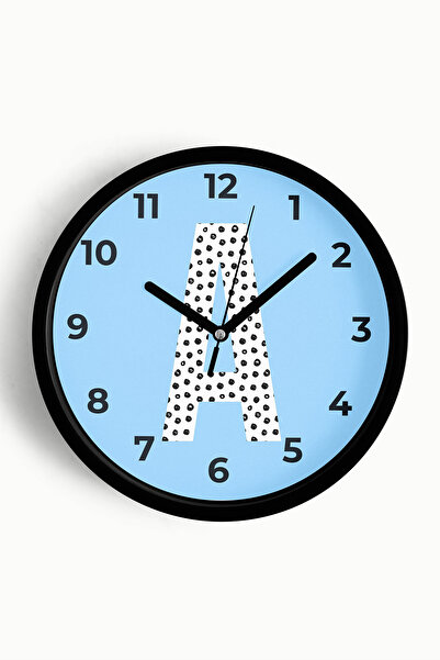 JHAAR ساعة حائط غرفة الرجال من حرف A - 25 سم - هيكل أسود مع واجهة زجاجية - آل...