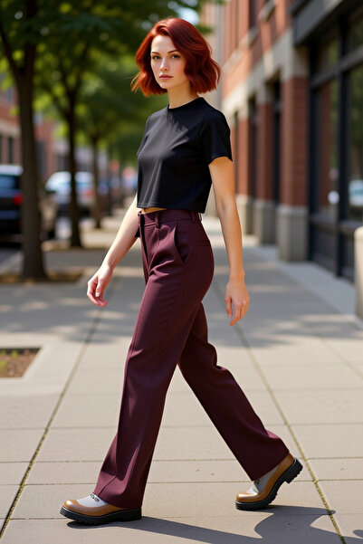 PayBuy Women's Plum Woven Fabric Flared Pants Functional Durable Quality Comfortable Stylish