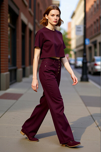 PayBuy Women's Wide Leg Buttoned High Waist Jeans Functional Durable Quality Comfortable Stylish