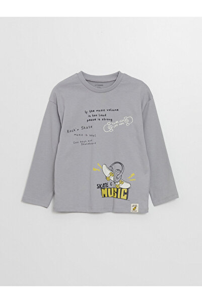 LC Waikiki Bisiklet Yaka Uzun Kollu Baskılı Erkek Çocuk Tişör