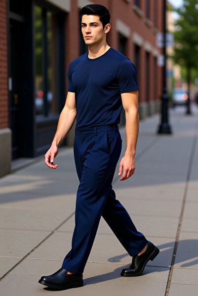 PayBuy Men's Anthracite Pleated Baggy Fit Fabric Trousers Functional Durable Quality Comfortable Stylish