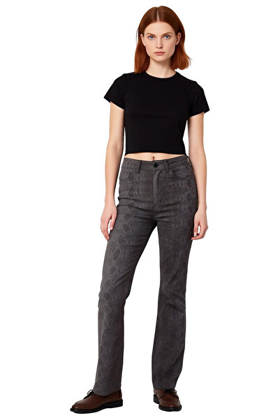 PayBuy Women Snake Pattern Flare Jean Pants Regular Waist Stretchy Fabric Functional Durable Comfortable