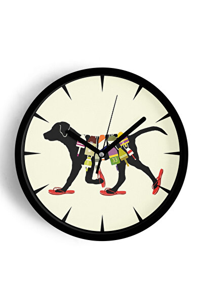 JHAAR Ceas de perete modern cu design abstract de câine - 35 cm - Carcasă nea...