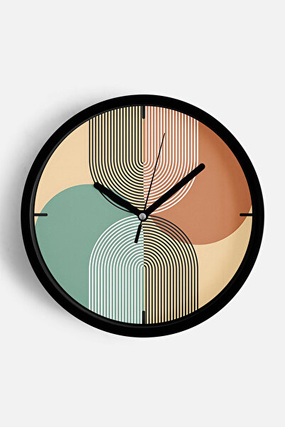 JHAAR Ceas de perete modern cu design abstract - 35 cm - Carcasă neagră cu st...