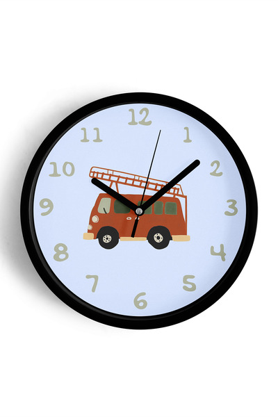 JHAAR Ceas de perete pentru camera copiilor cu camion de pompieri roșu - 42cm...