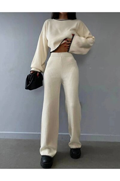 KAŞİHA Shepherd Detailed Women's Black Knitwear Set