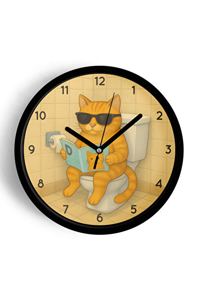 JHAAR Ceas de perete cu design modern, pisică abstractă - 42 cm - Carcasă nea...