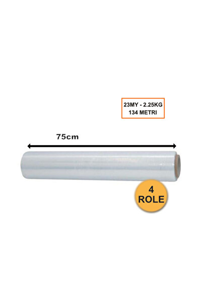 OEM Set of 4 Rolls Transparent Stretch Film, 750 mm, 23 µm, 1.6 kg, 88.4 ml