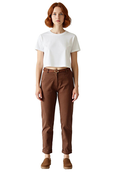 PayBuy Women's Khaki Cigarette Cut Gabardine Trousers Functional Durable Quality Comfortable Casual