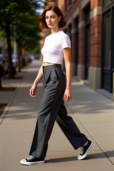 PayBuy Women's Wide Leg Fabric Pants Stylish Design Functional Durable Quality Comfortable Modern