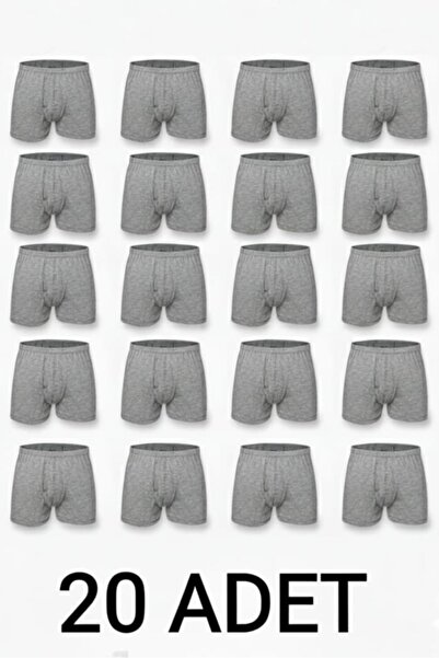 enmodaiçgiyim 20 Pieces Gray 100% Cotton Comfortable Cut Men's Long Underwear Boxer
