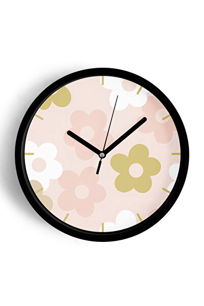 JHAAR Ceas de perete modern cu tematică florală abstractă - 35 cm - Carcasă n...