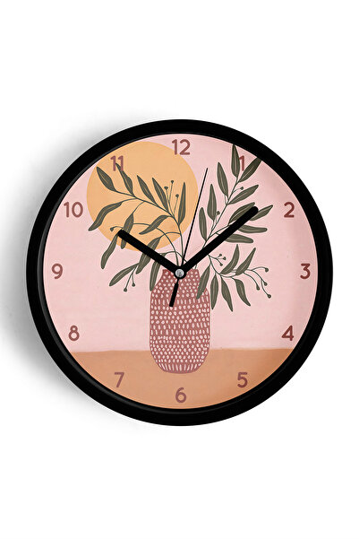 JHAAR Ceas de perete modern cu vază abstractă - 30 cm - Carcasă neagră cu sti...