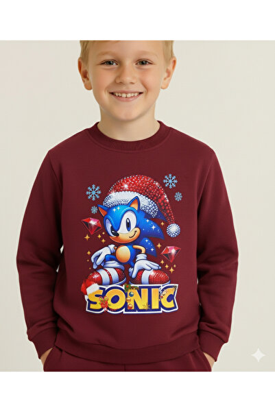 LİTTLE TORTOİSE Boy's Christmas New Year Printed 3 Thread Fleece-Lined Winter Sweatshirt / Tracksuit Set