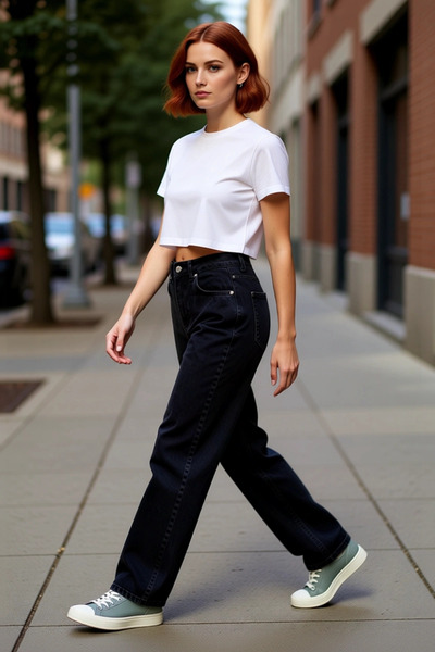 PayBuy Stitching Detail High Waist Wide Leg Denim Pants Women Functional Durable Quality Stylish