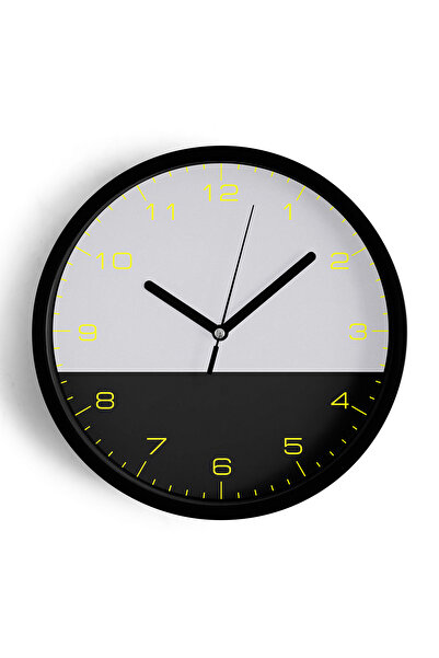 JHAAR Ceas de perete cu design modern - 30 cm - Carcasă neagră cu sticlă fron...