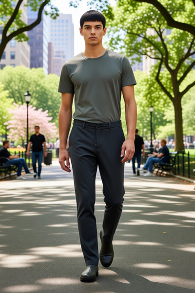 PayBuy Men's Dark Brown Plain Textured Regular Fit Trousers Functional Durable Quality Comfortable Stylish