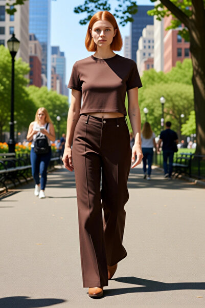 PayBuy Women's Wide Leg Ribbed Detailed Jeans Functional Durable Quality Comfortable Casual