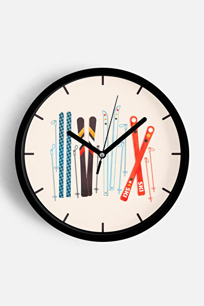 JHAAR Ceas de perete modern cu tematică schi, stil abstract - 35 cm - Carcasă...