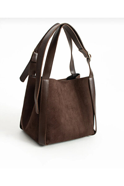 mèche atelier since 2024 Women's Suede Hand and Shoulder Bag Bitter Brown