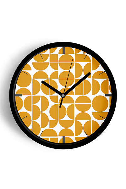 JHAAR Ceas de perete modern cu model geometric - 35 cm - Carcasă neagră cu st...