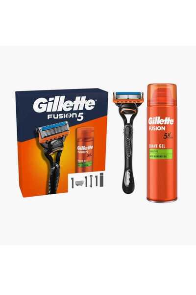 Gillette Set pentru cadou Fusion 5: aparat de ras, 1 bucata + gel de ras, 200 ml