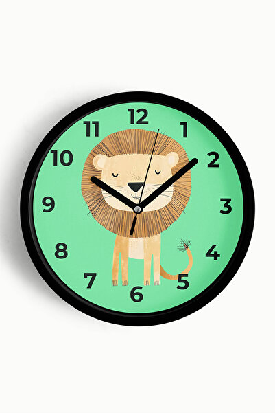 JHAAR Ceas de perete pentru camera copiilor cu leu drăguț - 35cm - Carcasă ne...