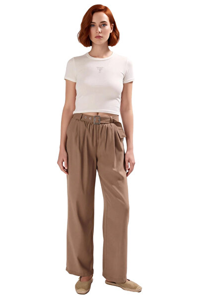 PayBuy Women's Wide Leg Belted Woven Trousers Functional Durable Quality Comfortable Aesthetic Stylish