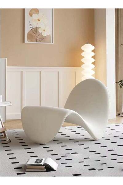 Raffine Modern Wavy Bouclé Lounge Chair - Minimalist Ergonomic Chair