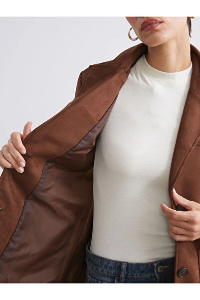 LC Waikiki Lcw Vision Brown Suede Look Women's Blazer Jacket